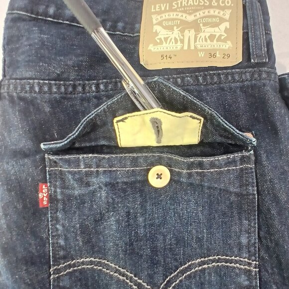 Levi's Blue Wash 514 Men Rare Beige Label Flap Pockets 1873 Rivets 36 X 29 EUC - Picture 6 of 8
